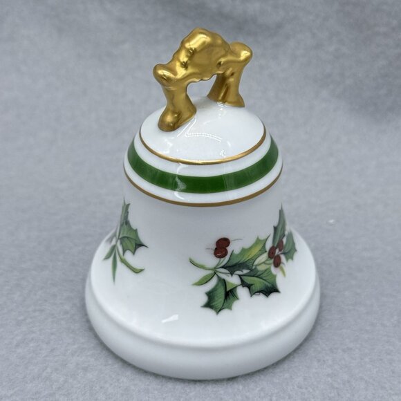 Vintage L Bernardaud Limoges Christmas Ceramic Bell Holly Berries Holiday France - Picture 5 of 14